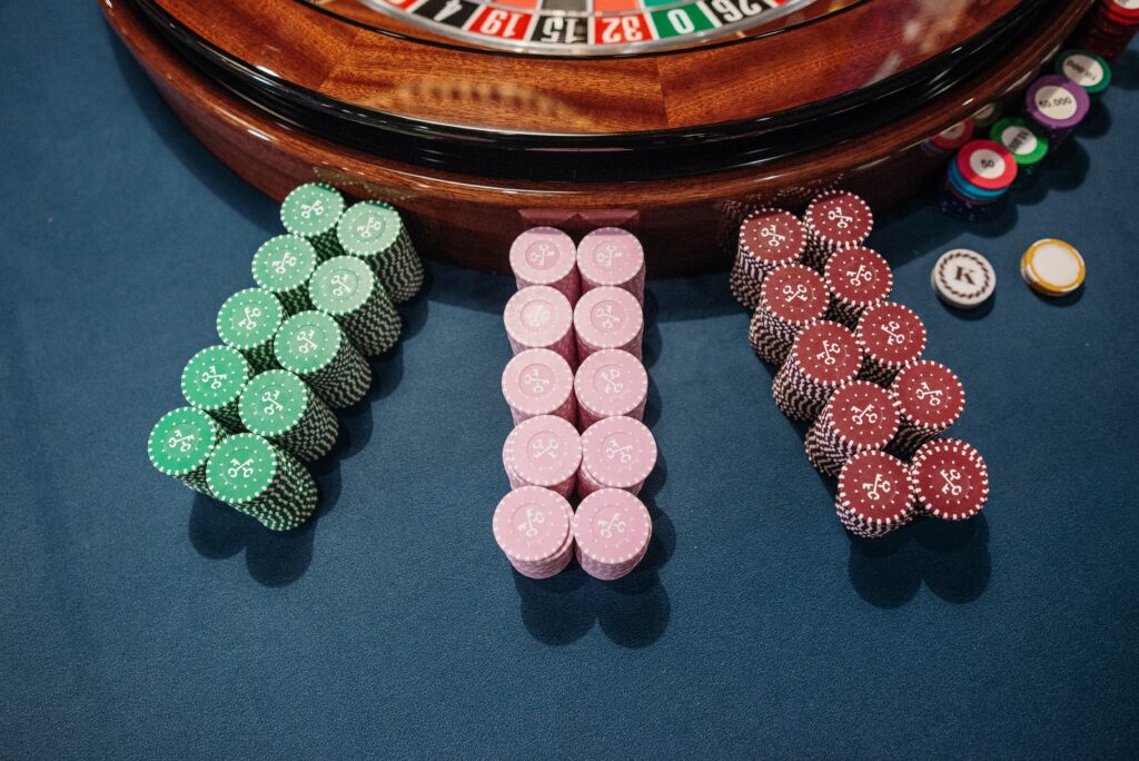 casino table with chips